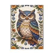 Artisan Ceramic Owl Tile Wall Art & Canvas Print