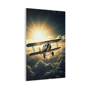 Sunlit Vintage Biplane Flight Wall Art & Canvas Prints