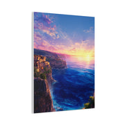 Coastal Village Cliffs at Golden Sunset Wall Art & Canvas Print