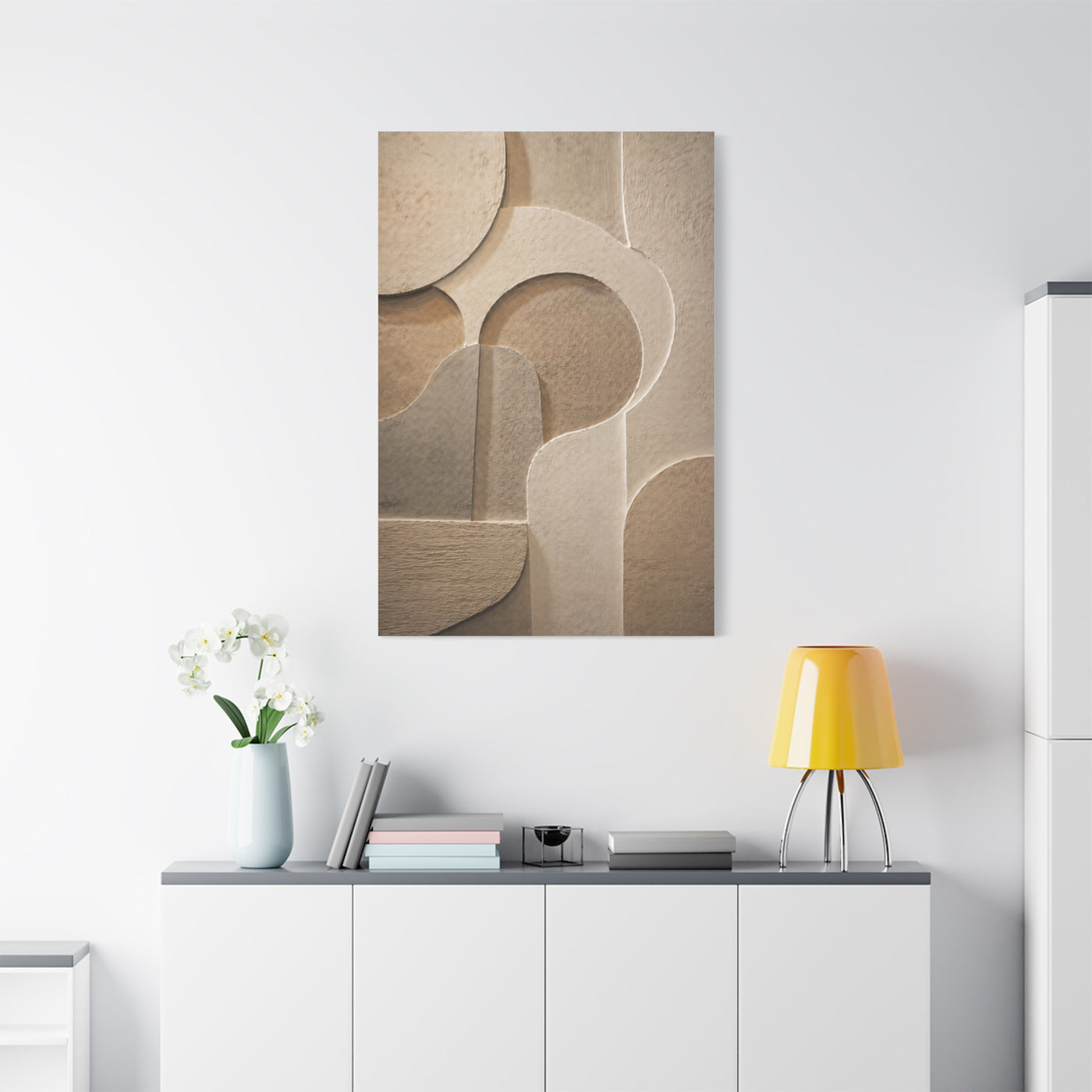 Warm Neutral Plaster Relief Abstract Wall Art & Canvas Print