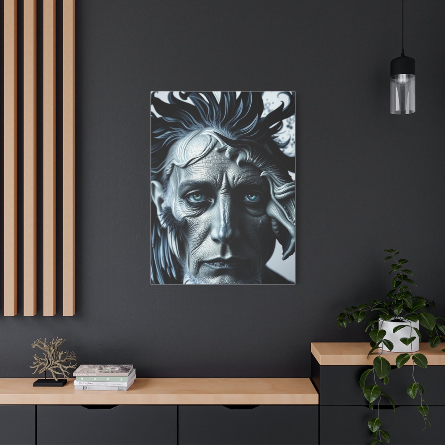 Masterpiece Black, White & Blue Art Vision Wall Art & Canvas Print