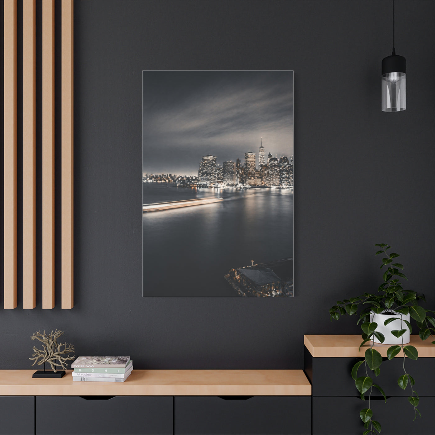 Monochrome Manhattan Waterfront Panorama Wall Art & Canvas Print