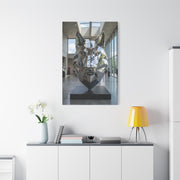 Geometric Chrome Wolf Head Sculpture Wall Art & Canvas Print