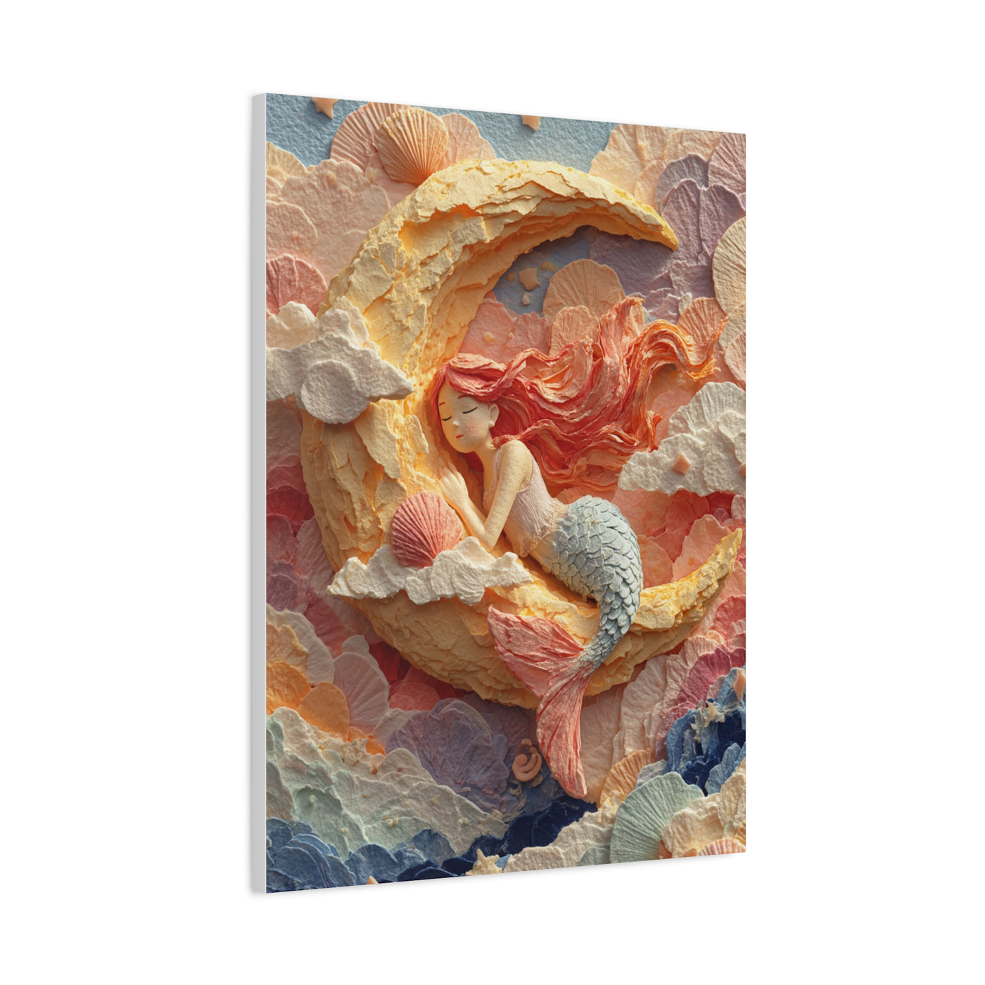 Dreamy Crescent Moon Mermaid Wall Art & Canvas Print
