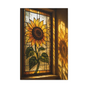 Golden Light Stained Glass Sunflower Wall Art & Canvas Print