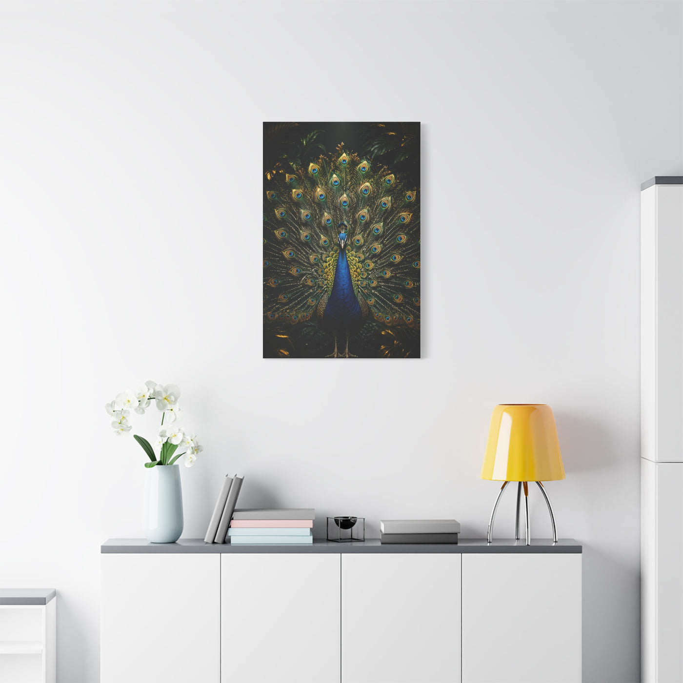 Opulent Jungle Peacock Display Wall Art & Canvas Print