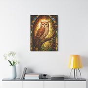 Stained Glass Forest Owl Window Wall Art & Canvas Print