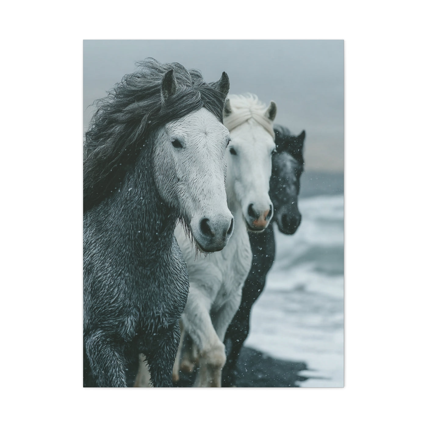 Coastal Wild Horses Storm Run Wall Art & Canvas Print