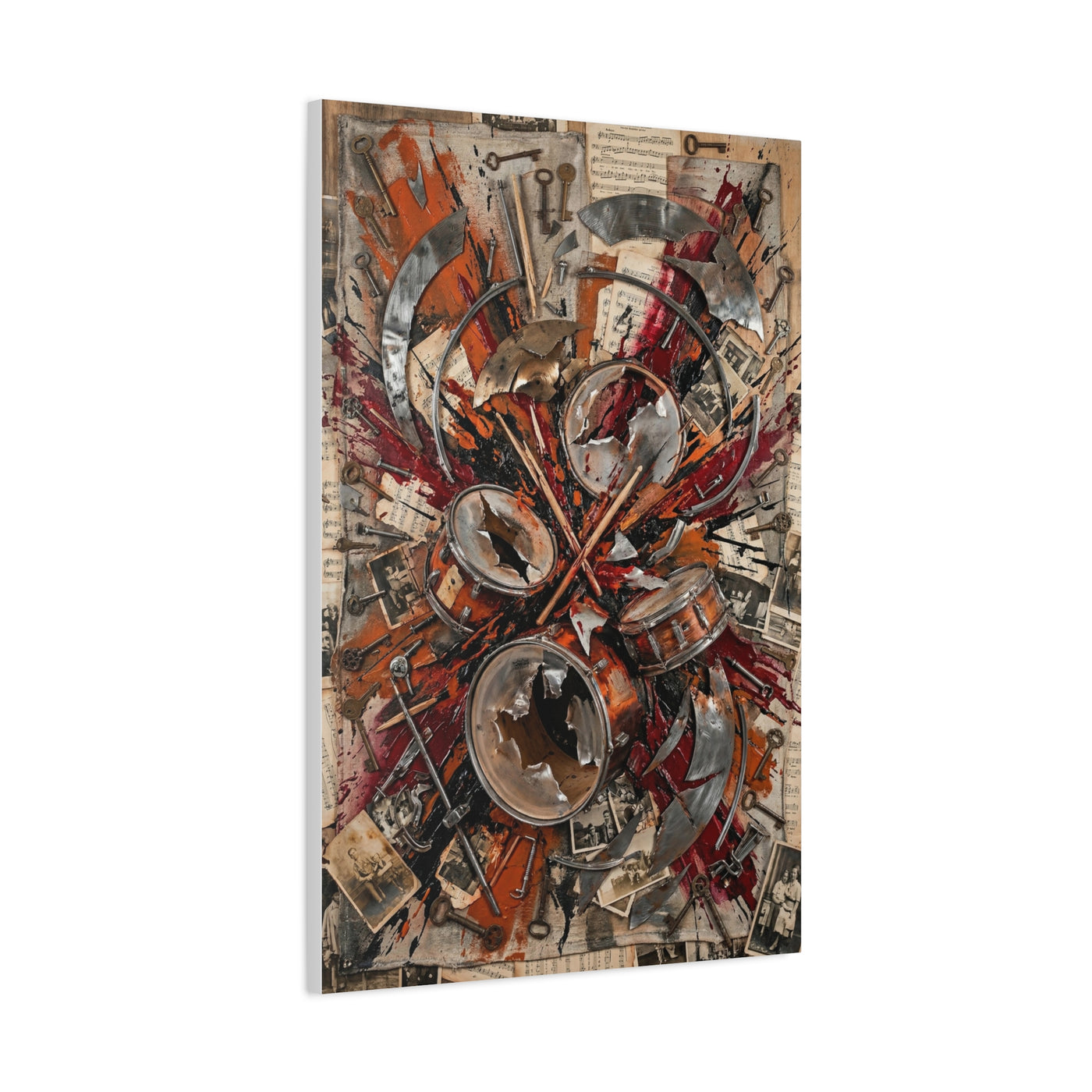 Industrial Drum Explosion Collage Wall Art & Canvas Print