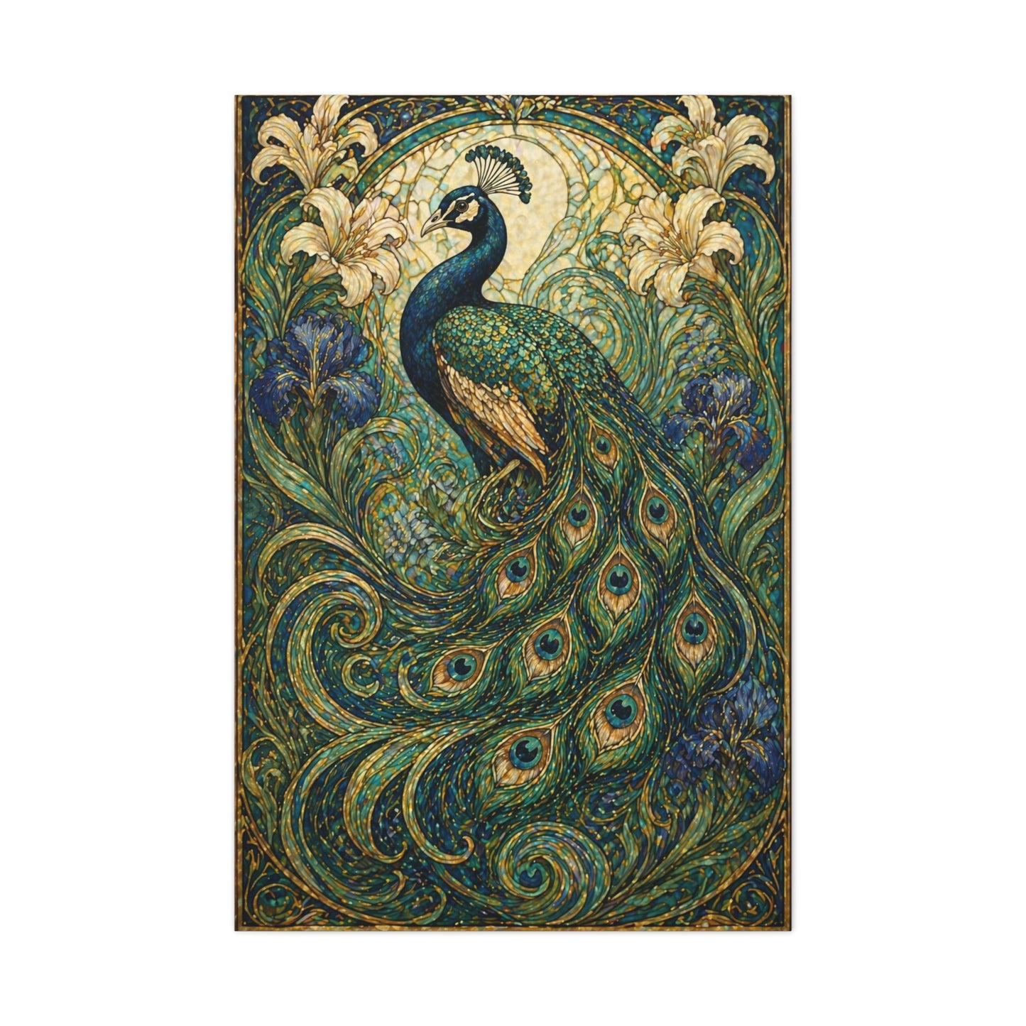 Art Nouveau Ornamental Peacock Garden Wall Art & Canvas Print