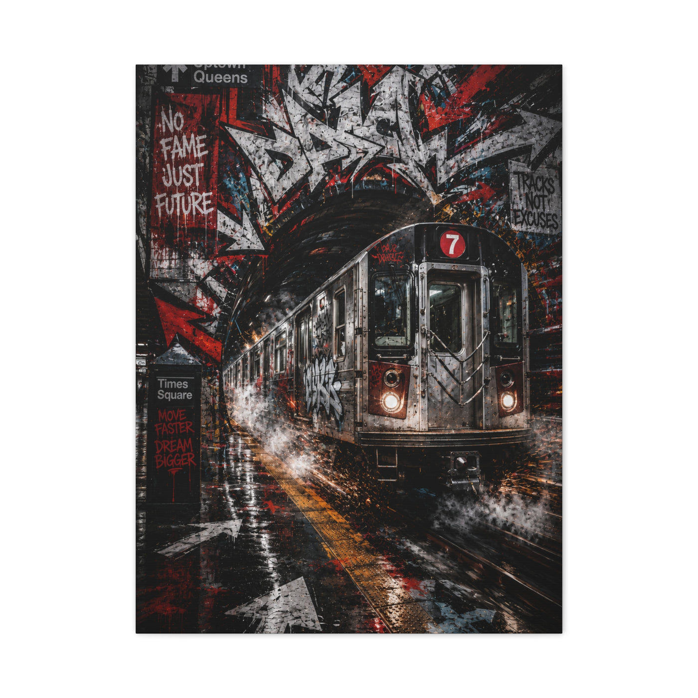 Graffiti Subway Train Chaos Street Wall Art & Canvas Print