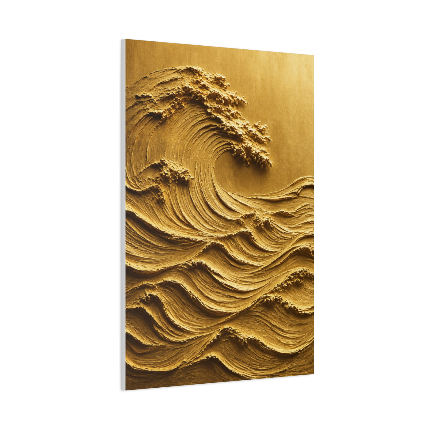 Golden Sculptural Wave Relief Wall Art & Canvas Print