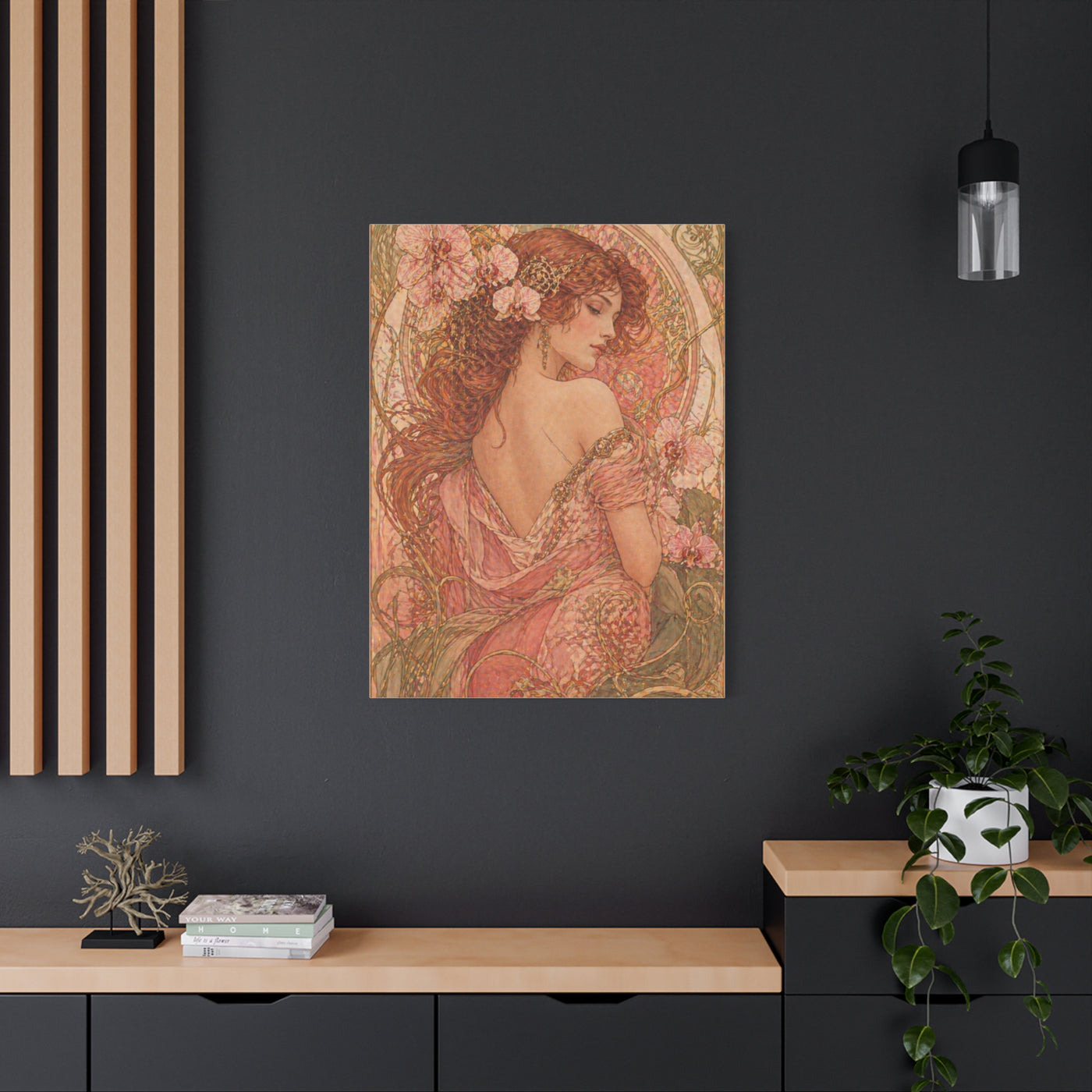 Art Nouveau Pink Muse Portrait Wall Art & Canvas Print