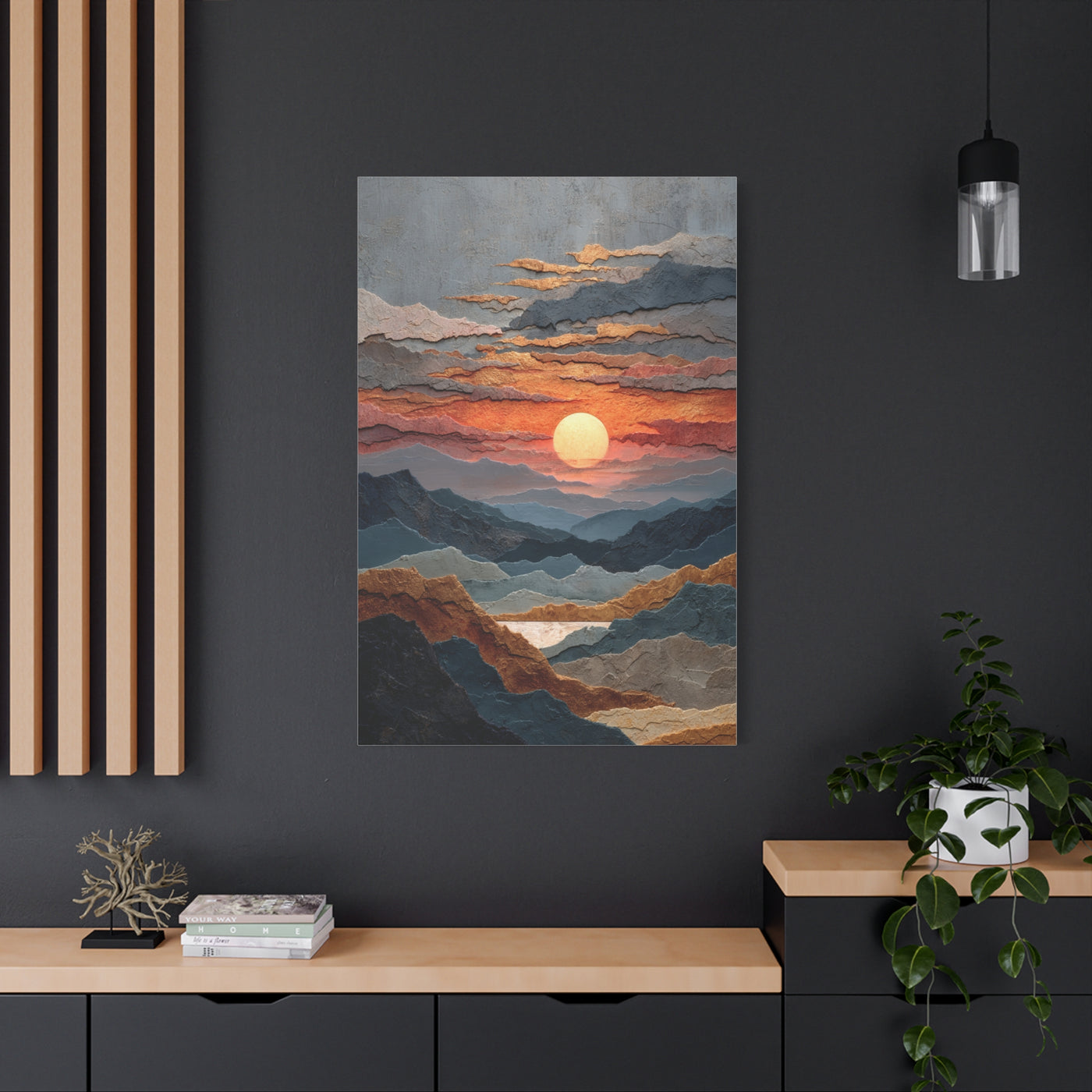 Layered Desert Sunset Abstract Landscape Wall Art & Canvas Print