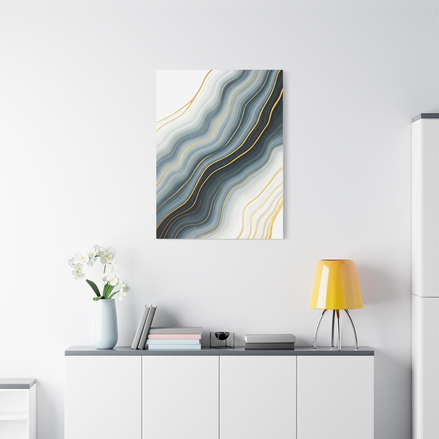 Grey Marble Gold Vein Abstract Wall Art & Canvas Prints