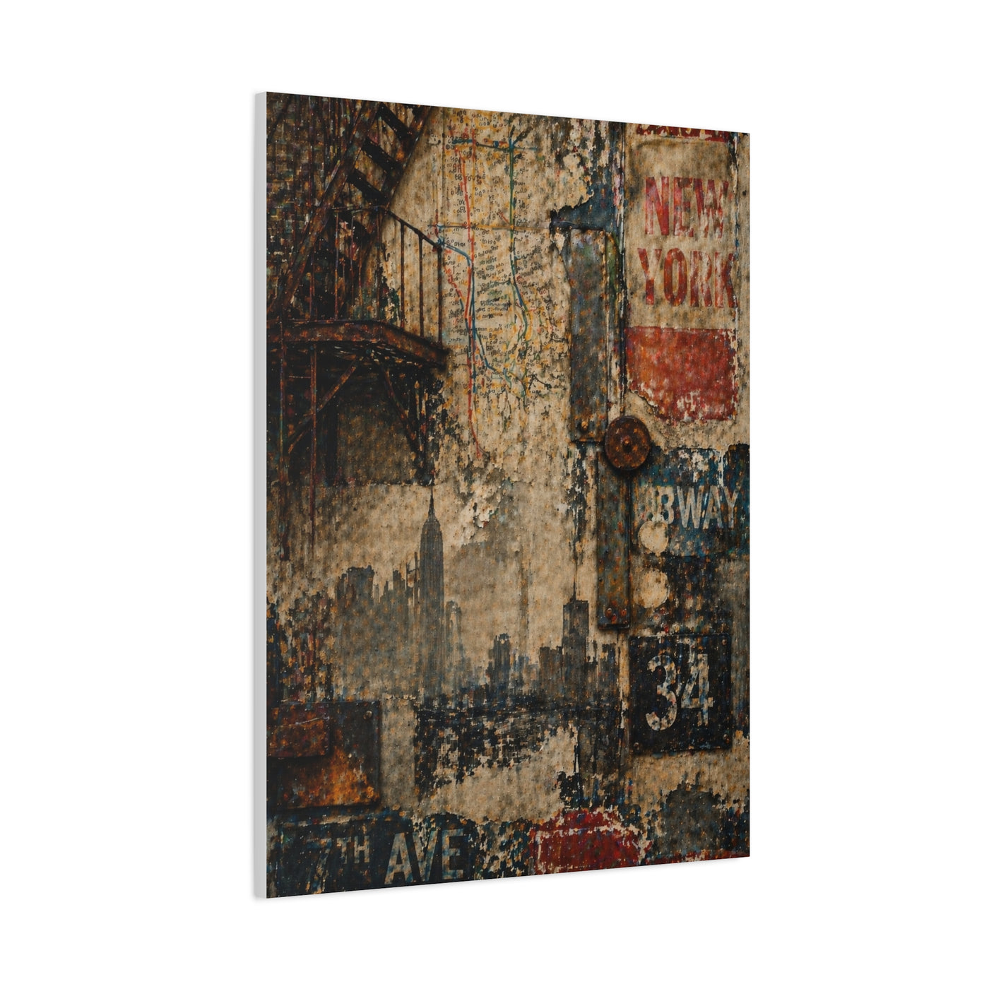 Urban Vintage Collage Skyline Wall Art & Canvas Print