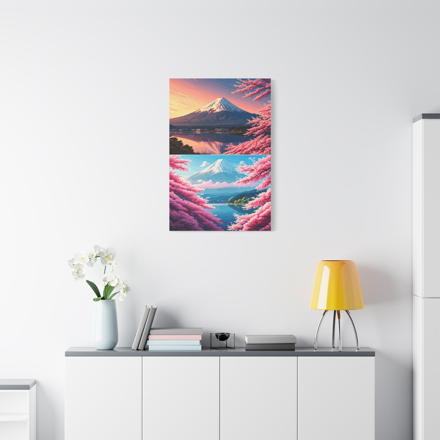 Mount Fuji Sakura Reflection Landscape Wall Art & Canvas Prints
