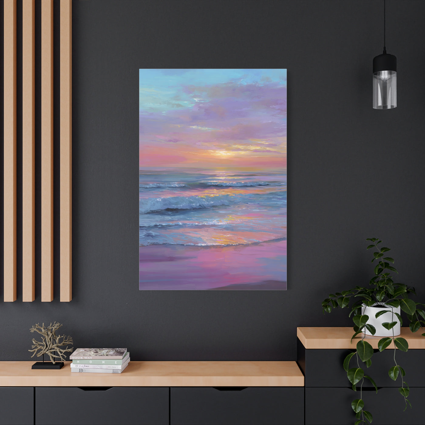 Pastel Sunrise Over Calm Ocean Waves Wall Art & Canvas Print