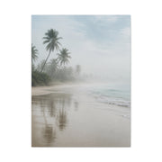 Misty Coastal Palm Shoreline Minimal Tropical Wall Art & Canvas Print