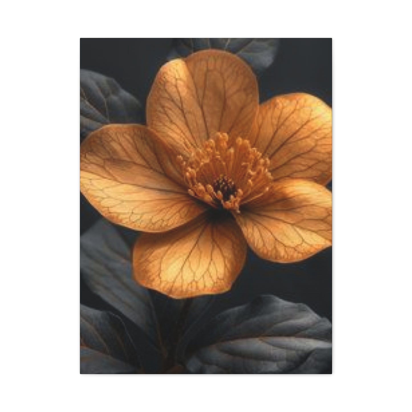 Gold Magnolia Flower Leaf Wall Art & Canvas Prints