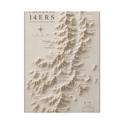 Colorado 14ers Relief Map Wall Art & Canvas Print