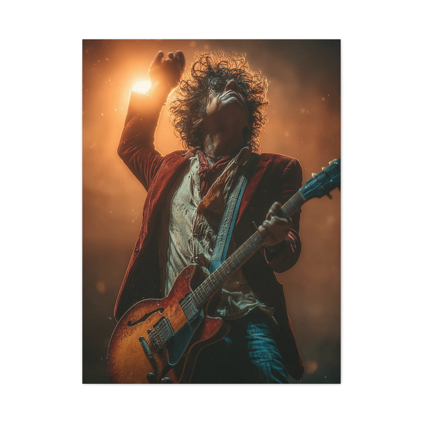 Guitarist in Spotlight Energy Wall Art & Canvas Print