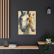 Dual Horse Portrait Sketch Wall Art & Canvas Print