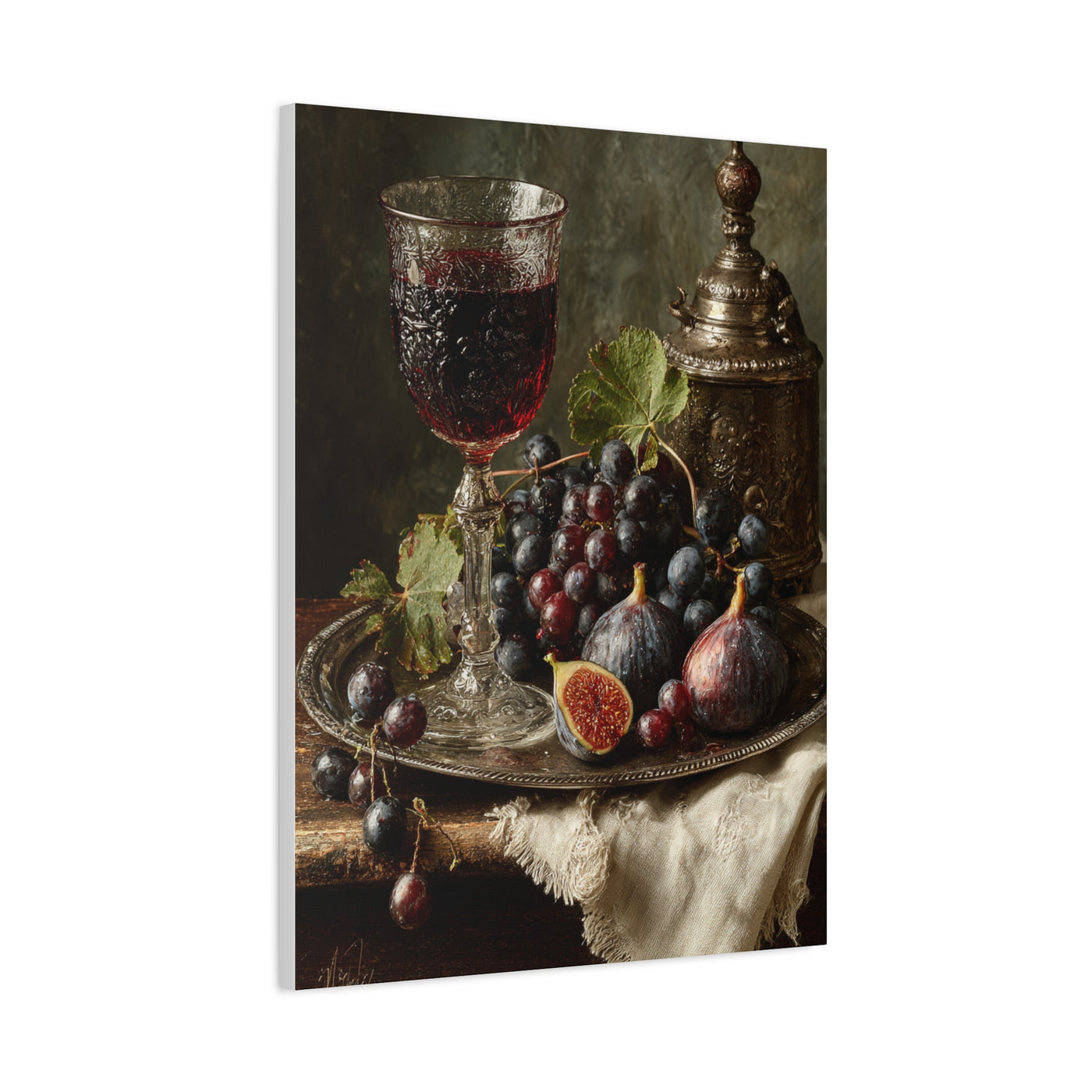 Old Master Fig and Wine Still Life Wall Art & Canvas Print
