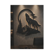 Minimal Howling Wolf Moon Relief Panel Wall Art & Canvas Print