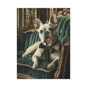 French Bulldog Velvet Sofa Portrait Wall Art & Canvas Print