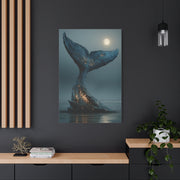 Moonlit Driftwood Whale Tail Wall Art & Canvas Print