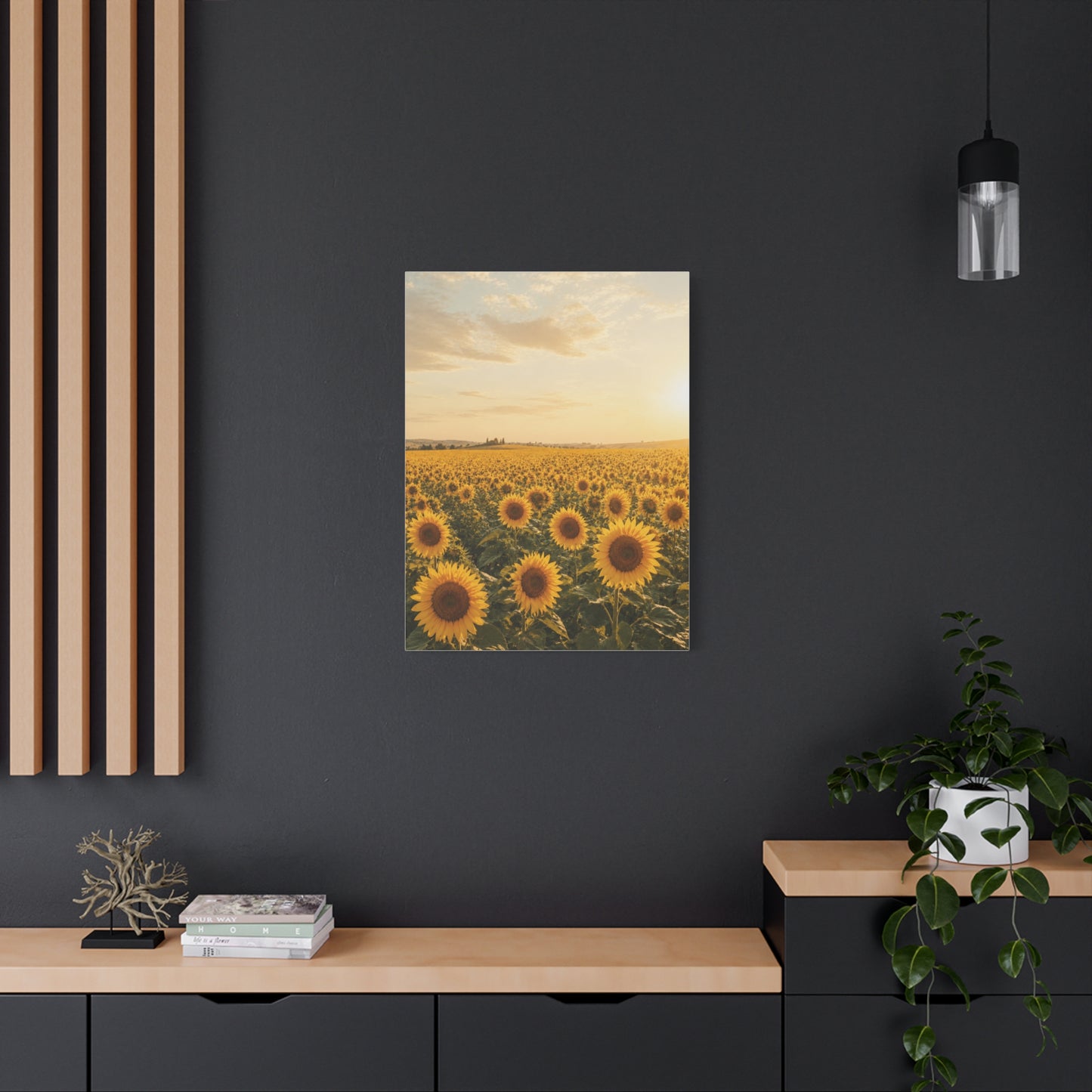 Golden Sunflower Field Horizon Landscape Wall Art & Canvas Print