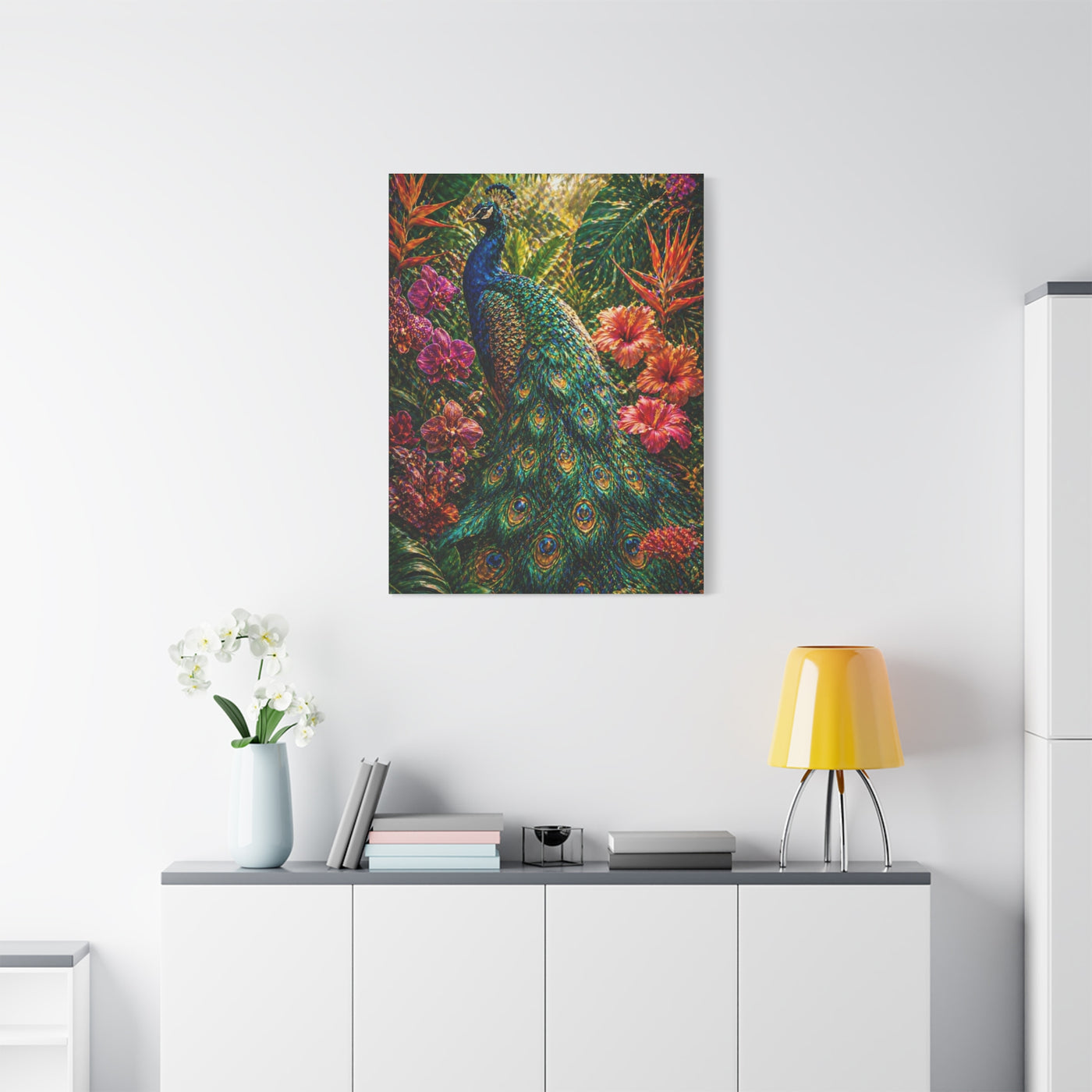 Tropical Maximalist Peacock Jungle Wall Art & Canvas Print