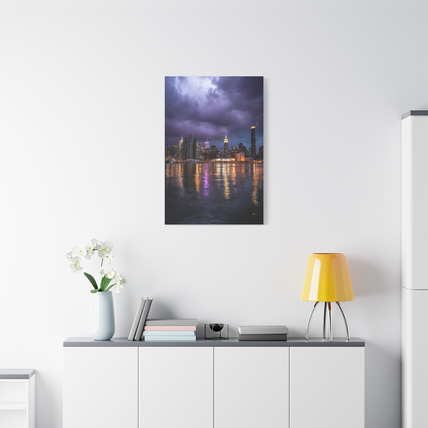 New York Skyline Rainstorm Reflections Wall Art & Canvas Print