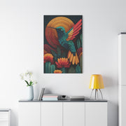 Mexican Hummingbird Sun Disc Folk Wall Art & Canvas Print