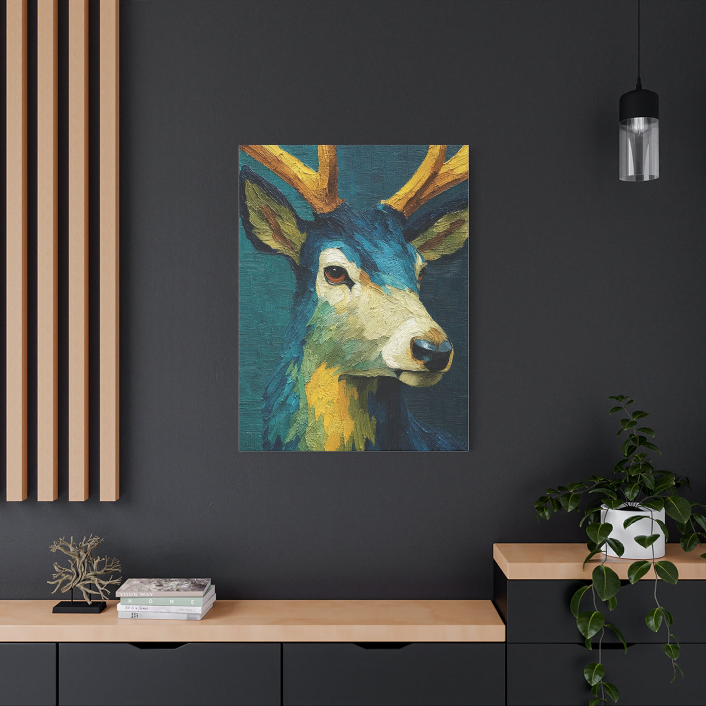 Modern Expressionist Deer Portrait Wall Art & Canvas Print