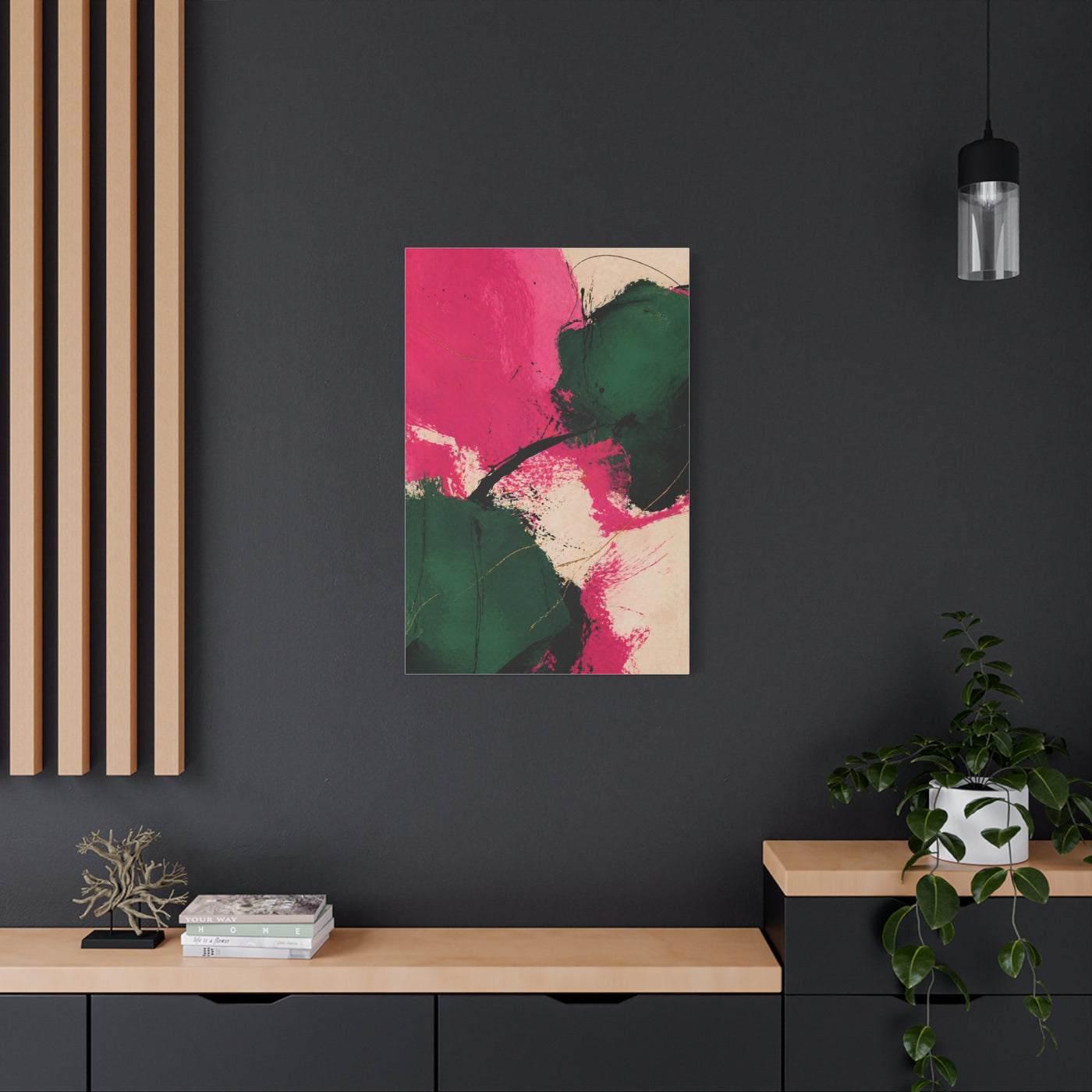 Bold Pink and Emerald Abstract Wall Art & Canvas Print