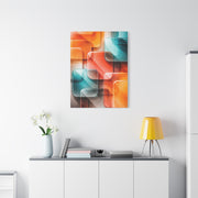 Tangerine and Teal Acrylic Geometry Wall Art & Canvas Print