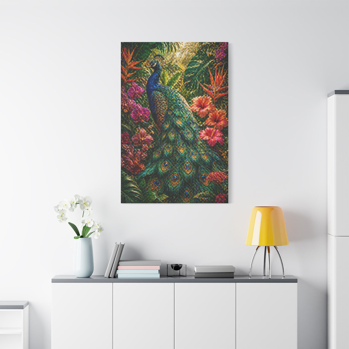 Tropical Maximalist Peacock Jungle Wall Art & Canvas Print
