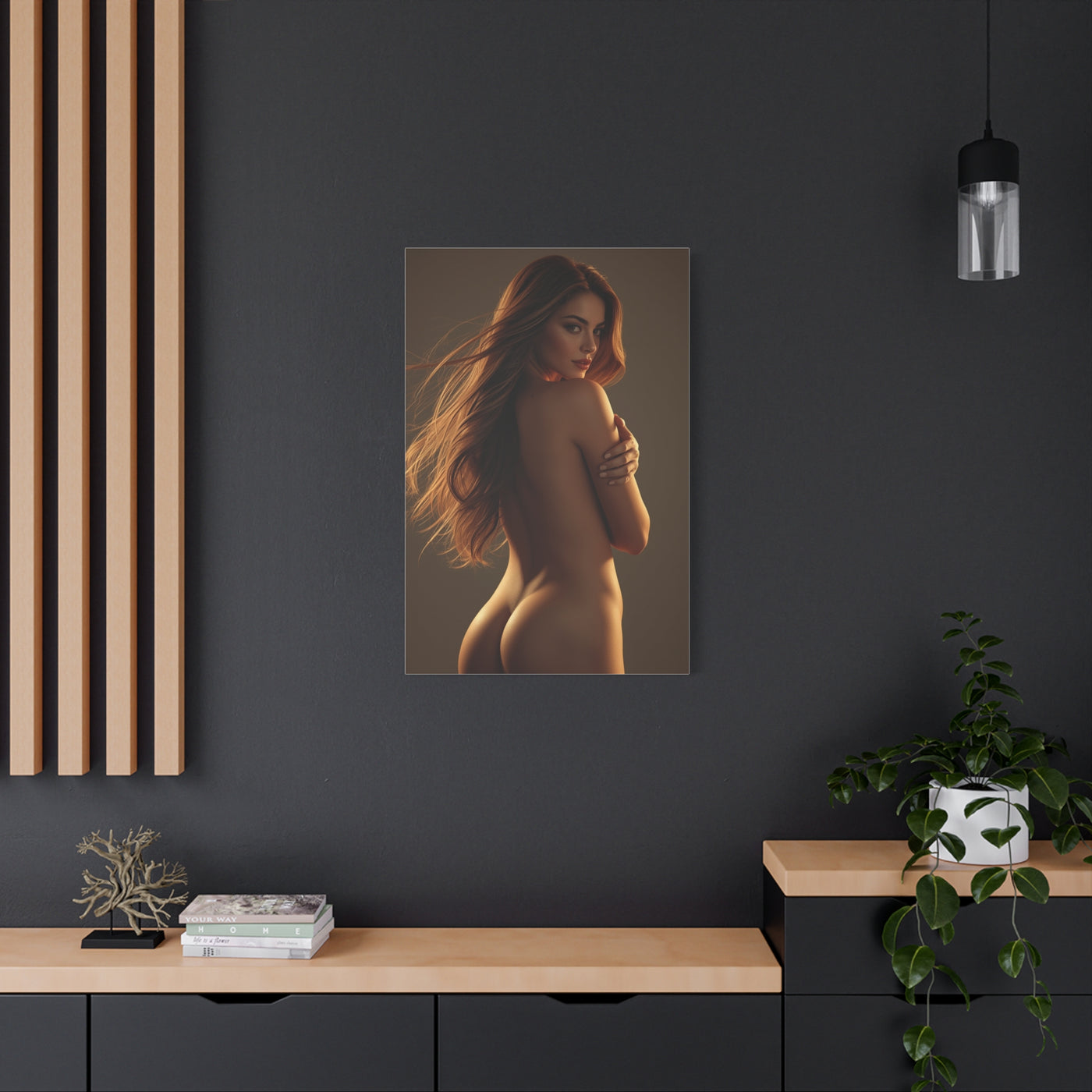Golden Backlight Female Silhouette Wall Art & Canvas Print