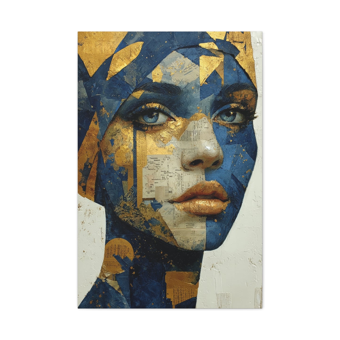 Geometric Gold Mask Portrait Wall Art & Canvas Print
