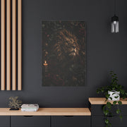 Dark Floral Lion Dramatic Portrait Wall Art & Canvas Print