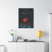 Jack-O’-Lantern and Crow on Moonlit Porch Wall Art & Canvas Print