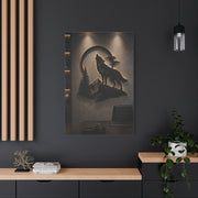 Minimal Howling Wolf Moon Relief Panel Wall Art & Canvas Print