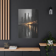 Rainy City Reflection Abstract Wall Art & Canvas Print