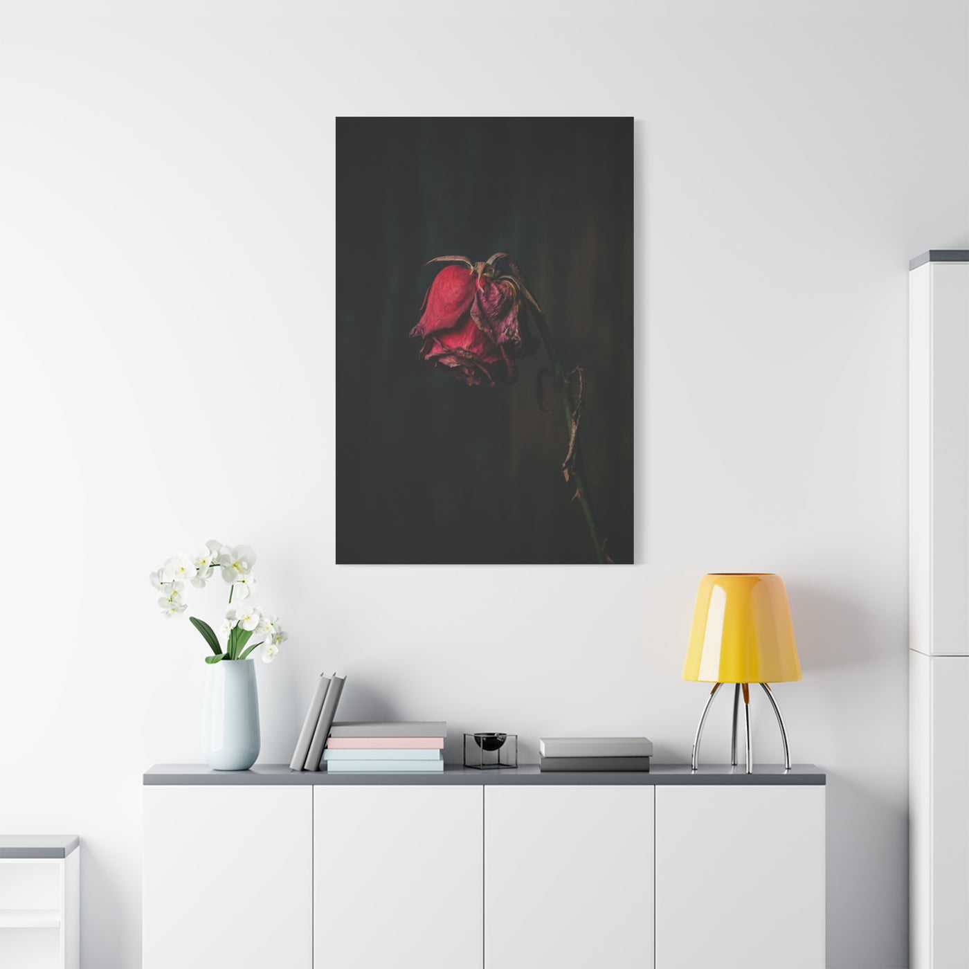 Withered Crimson Rose Still Life Wall Art & Canvas Print