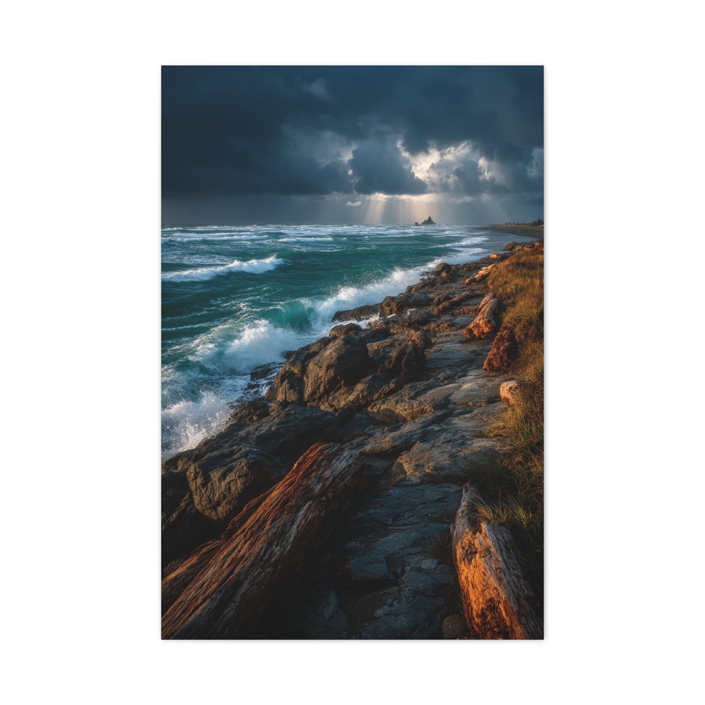 Storm Coast Driftwood Shoreline Wall Art & Canvas Print