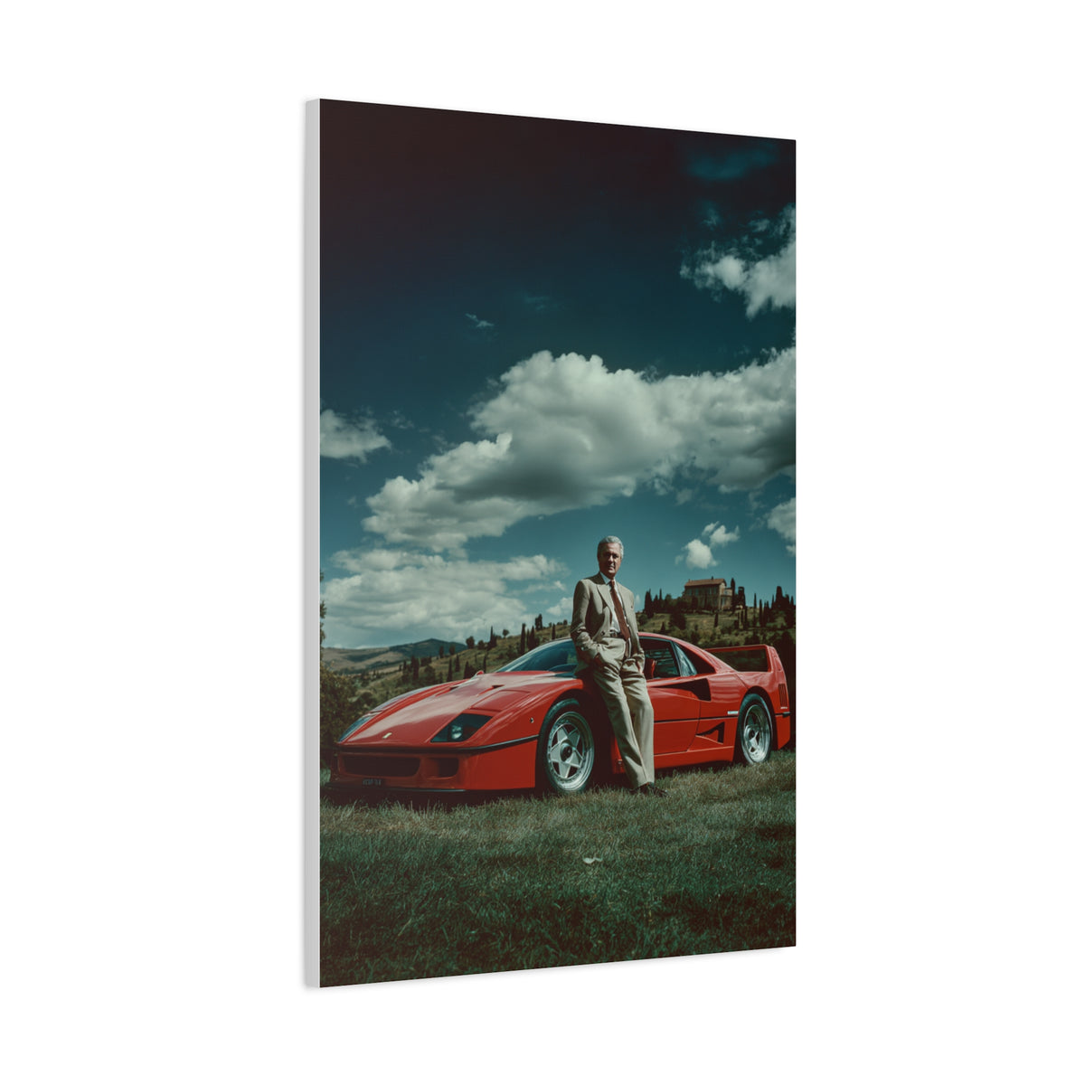 Enzo Ferrari Standing Beside the Ferrari F40 (1987) Wall Art & Canvas Print