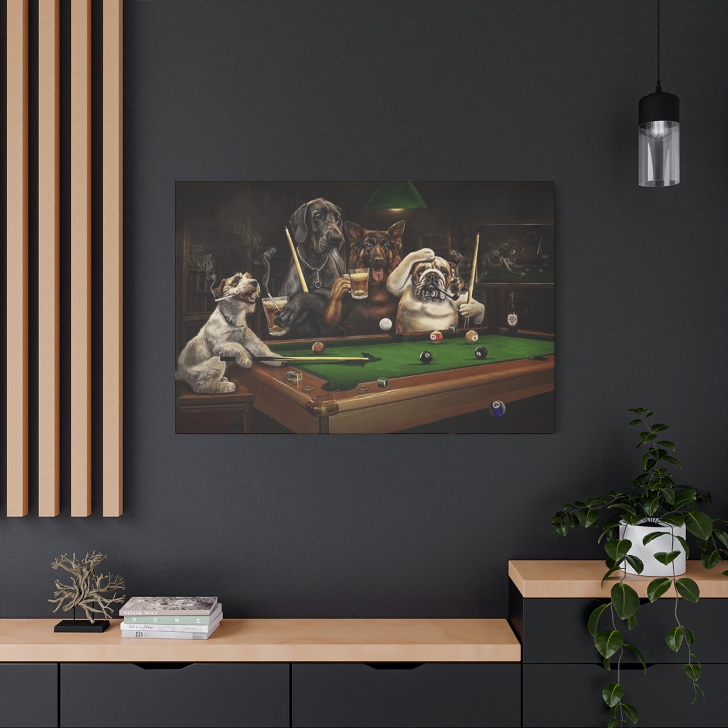 Dogs at Snooker Table Wall Art & Canvas Prints