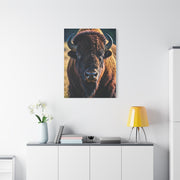 Dramatic Frontal Bison with Warm Copper Tones Wall Art & Canvas Print